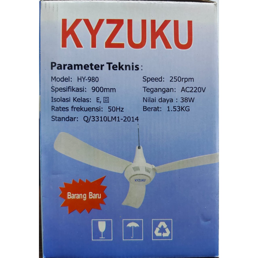 KZK Kipas Gantung 38w 3 Baling2 Body Jumbo /Mini Fan / Heli Fan / Kipas Angin