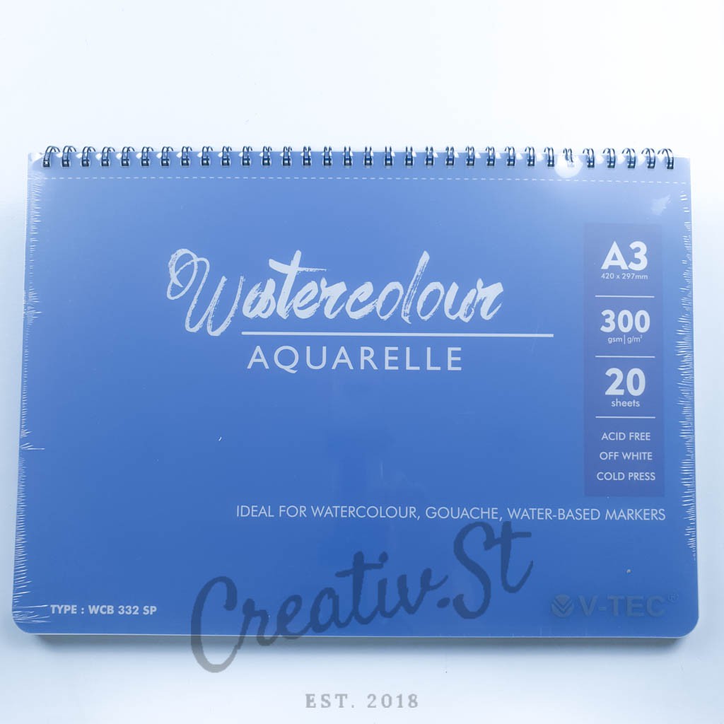 

V-TEC Watercolor Book Spiral A3 (300 Gsm) Cold Pressed Wcb-532Sp 42 Cm X 30 Cm