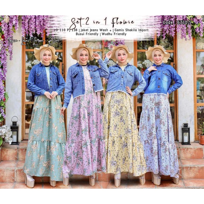 Gamis Amirana | Gamis Satin Motif Bunga