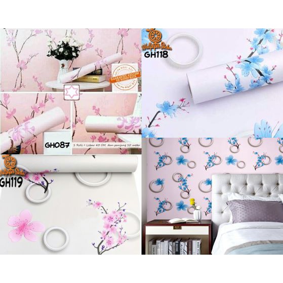 Wallsticker Dinding Motif  Bunga  Sakura  Wallpaper  Dinding 