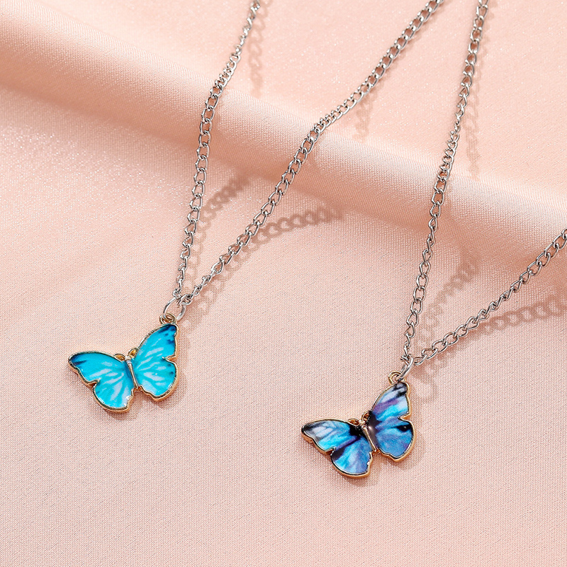 New Summer Fashion Butterfly Necklace Ins trend Personality Simple Pendant Girlfriends Couple Bracelet Clavicle Chain