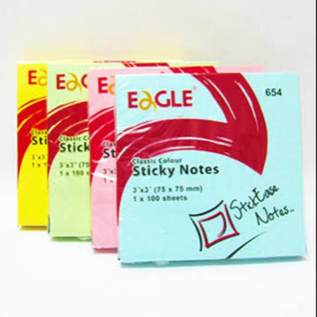 

Sticky Note EAGLE 654 75X75mm Pastel (100lbr)