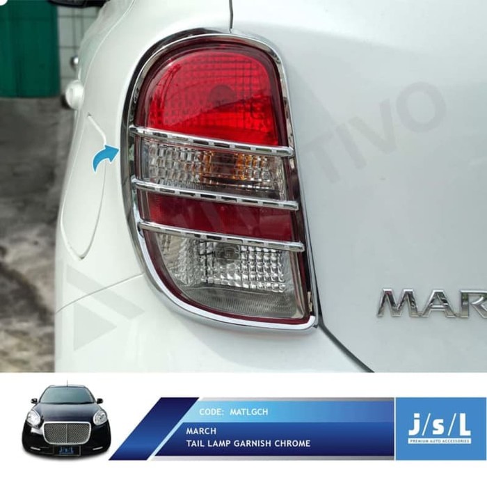 Nissan March Garnish Lampu Belakang JSL/Tail Lamp Garnish Chrome