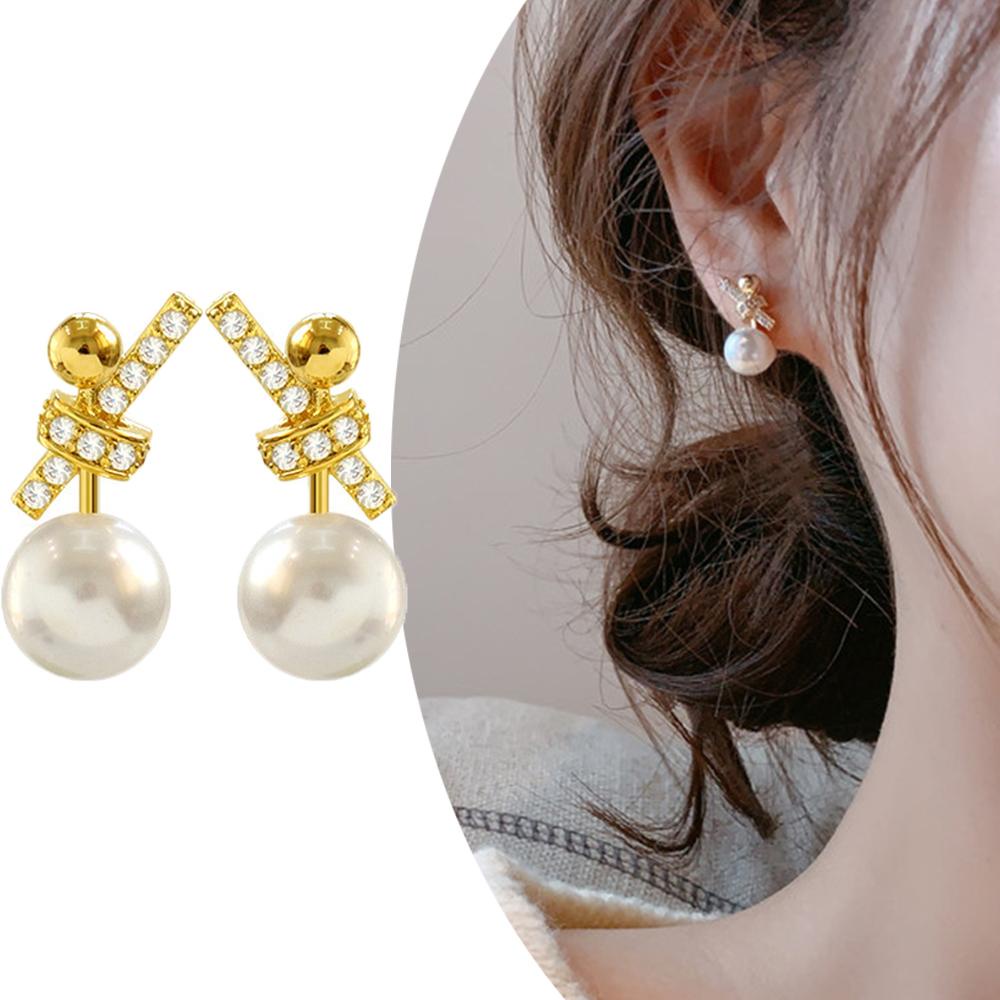 Needway   Anting Mutiara Wanita Wanita Elegan Fashion Perhiasan Temperamen Manis