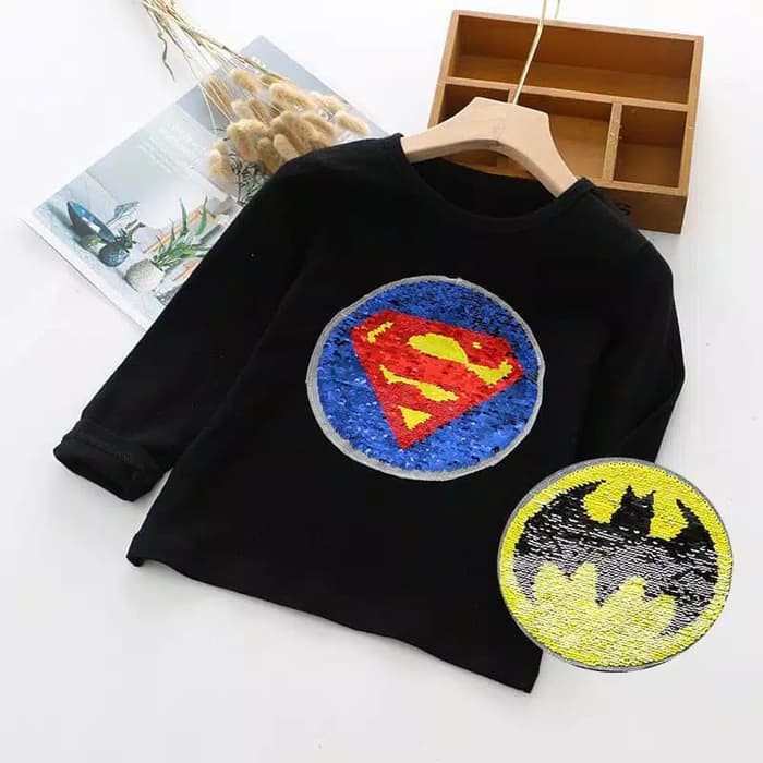baju anak laki-laki baju kaos gambar batman dan superman 2-5 tahun