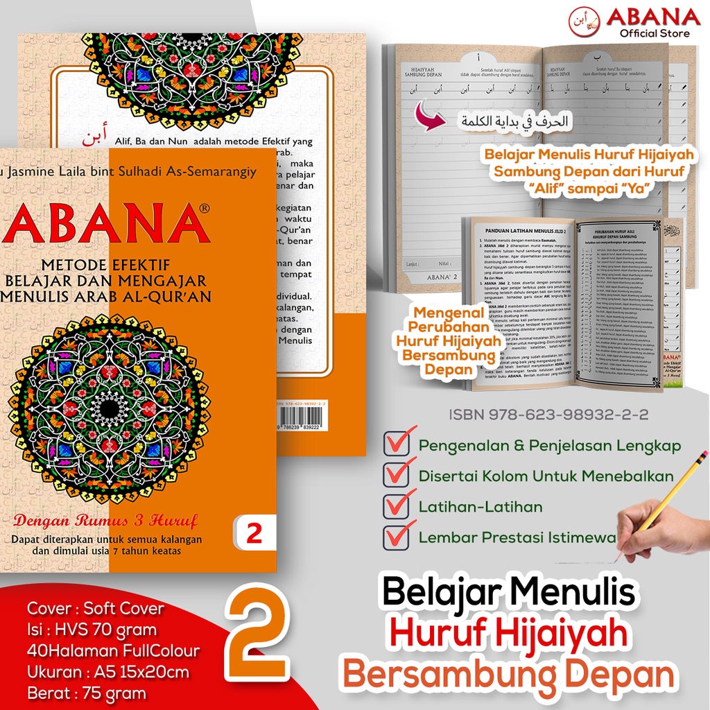 Buku Belajar Menulis Arab Huruf Hijaiyah Bersambung Depan | Seri 2 | ABANA