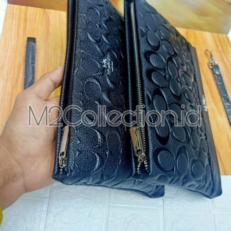 Clutch Coach Leather embos Handbag Tas Tangan Premium Quality