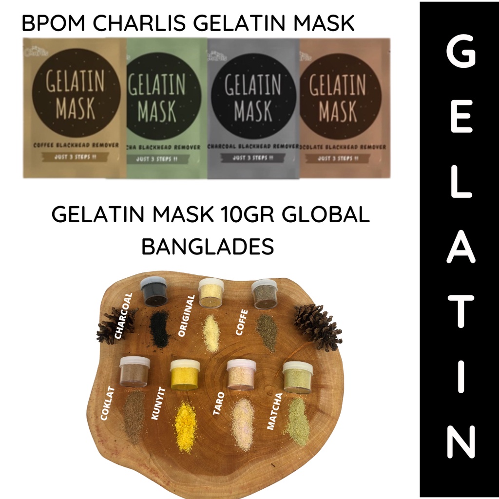 BPOM CHARLIS GELATIN MASK-PENGHILANG KOMEDO MASKER GELATIN PACKING POT URINE 10GR