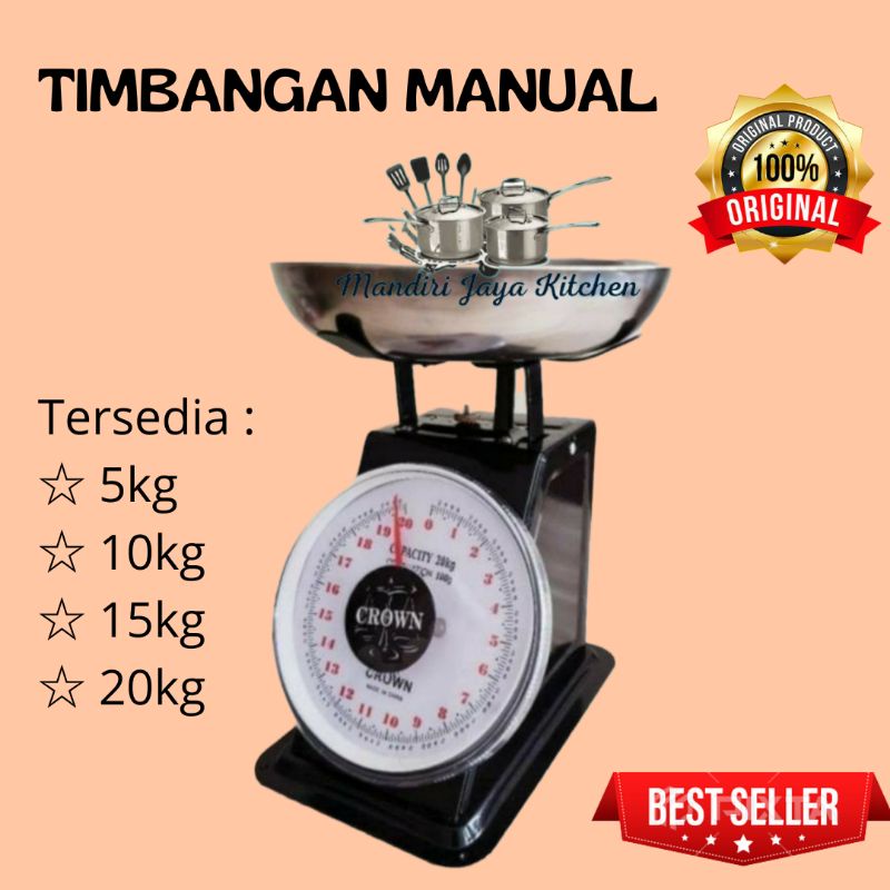 Timbangan Crown Manual/Timbangan Buah/Timbangan Sayur/Timbangan 5kg/10kg/15kg/20kg