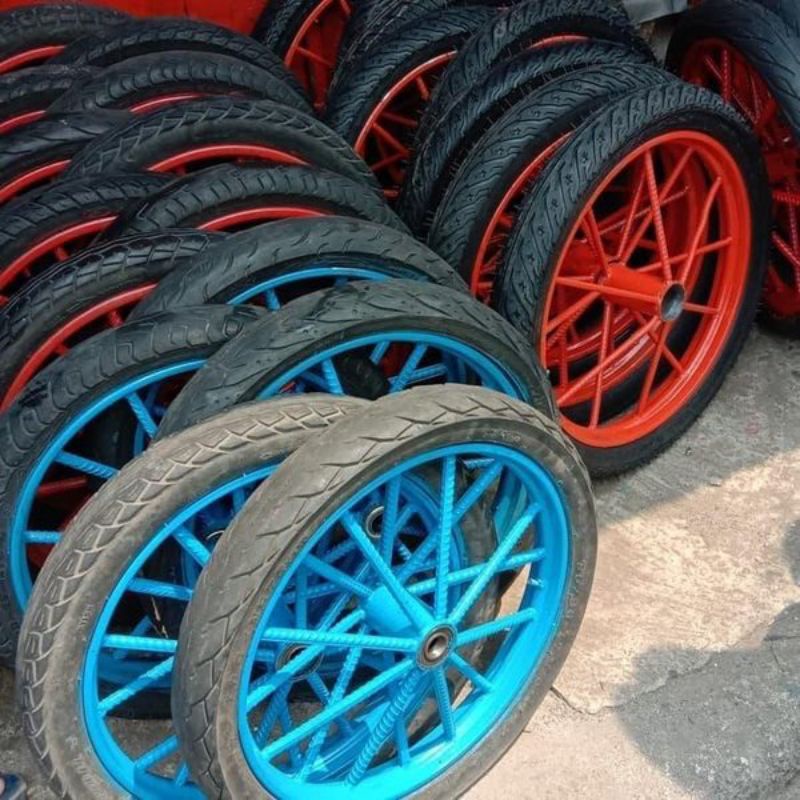 Roda gerobak ruji besi ban 1 set / eceran