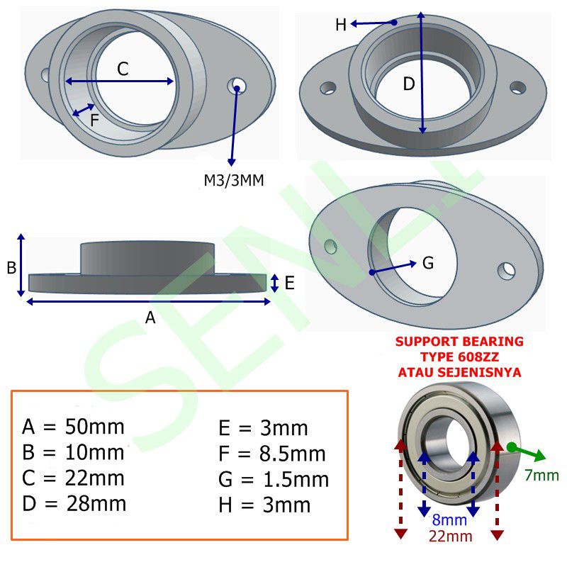 KP08 bearing insert bearing shaft support 8mm Cover Pillow Block Bearing 22mm