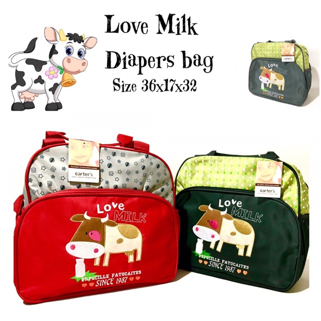 Tas Carters love milk diapers bag