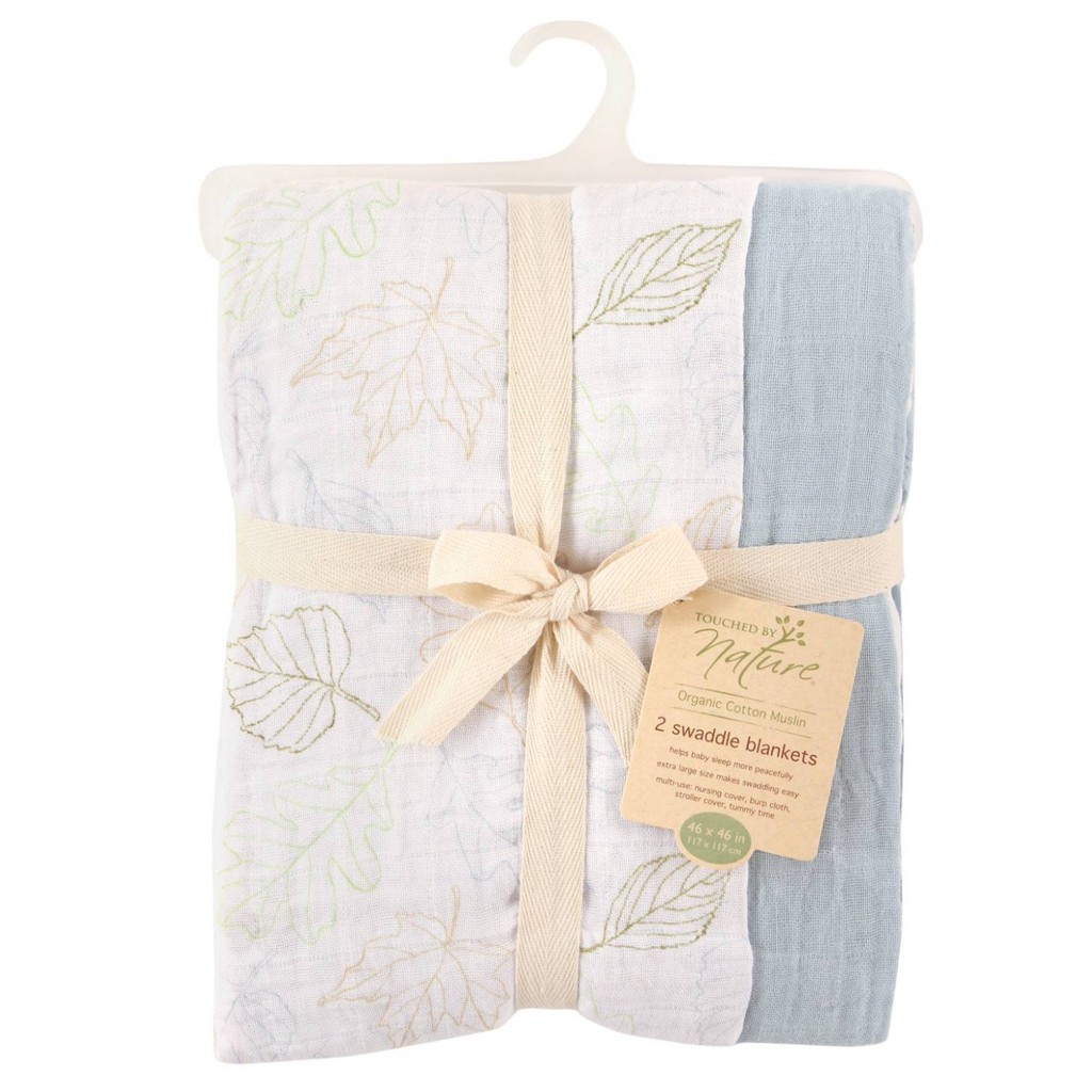 Touched By Natures Organic Muslin Swaddle Blankets BLUE Shopee Indonesia