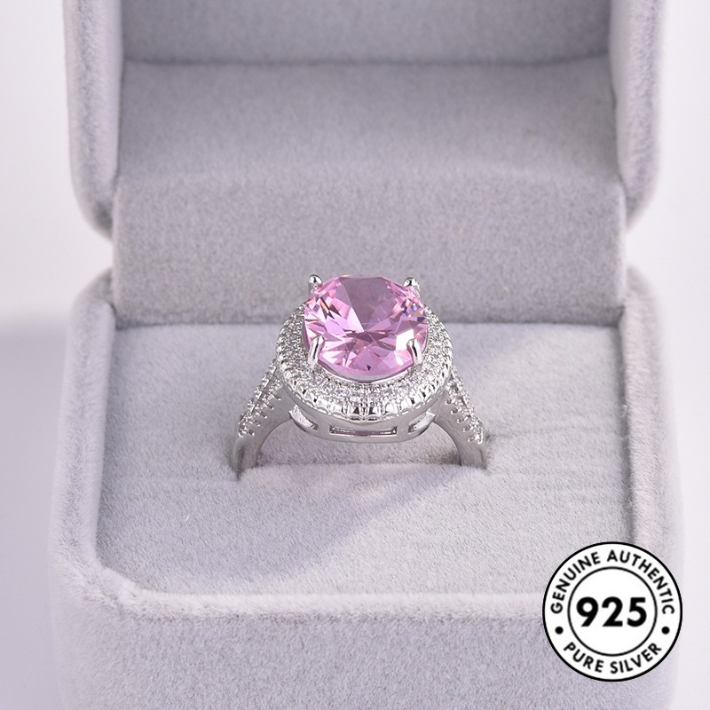 Cincin Berlian Pink Bahan S925 Silver