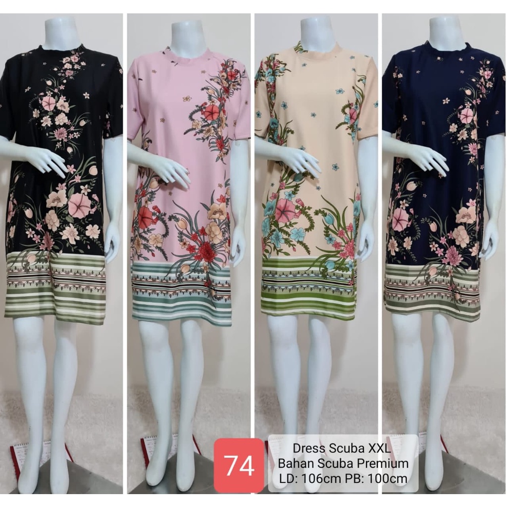 Dress Golden Bee Scuba LD 110 Motif Bunga