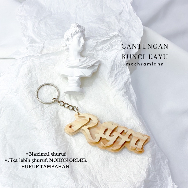 GANCI KAYU UKIR NAMA BIG SIZE / GANTUNGAN KUNCI MOTOR / KEYCHAIN CUSTOM