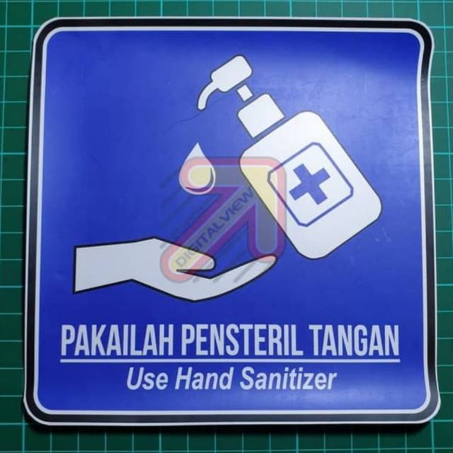 

Stiker Corona Covid 19.15x15cm. Pakailah hand sanitaizer cuci tangan