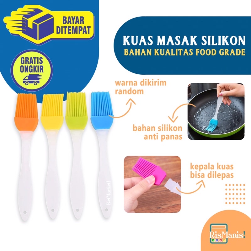 SILICONE KITCHEN BRUSH Kuas Karet Silikon Food Grade Tahan Panas Masak Menghias Kue Roti Mentega BBQ