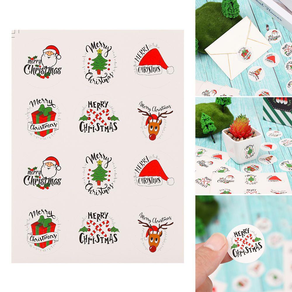 Nanas 120Pcs Gift Paper Sticker DIY Santa Claus Tag Biskuit Paket Merry Christmas Xmas Ornament