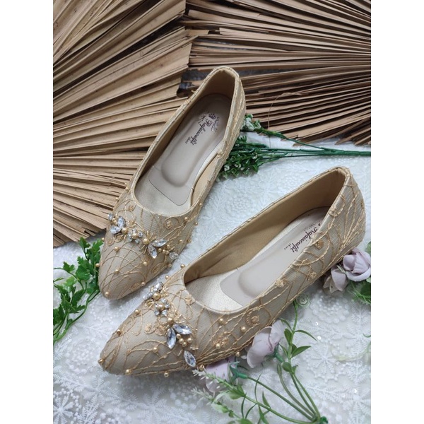 flatshoes rafaizoutfit sepatu wanita tanpa hak zelia gold