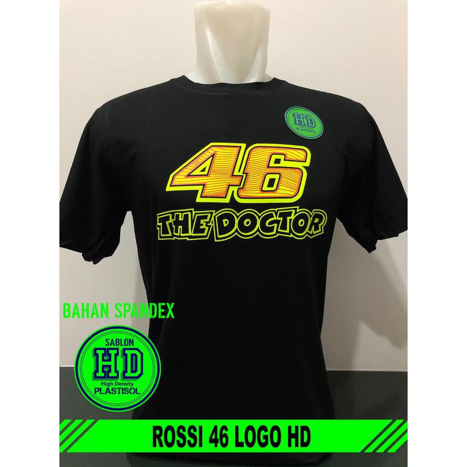 Pengiriman Cepat kaos baju distro vr46 valentino rossi ROSSI 46 LOGO HD - Hitam, L PROMO