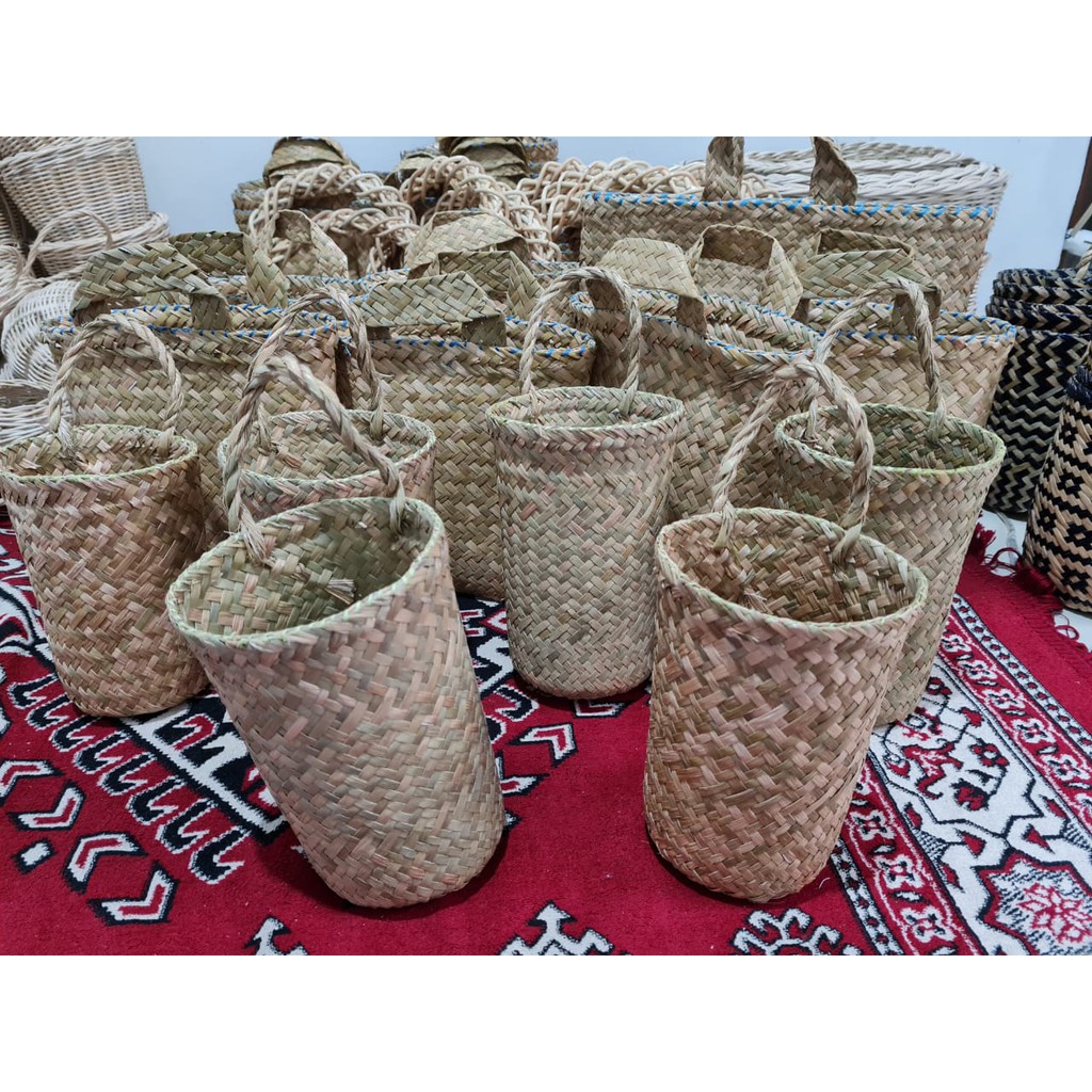 Craftzone Keranjang Purun Pensil Cover Pot Gantung Purun Murah Hand Made Kekinian Unik