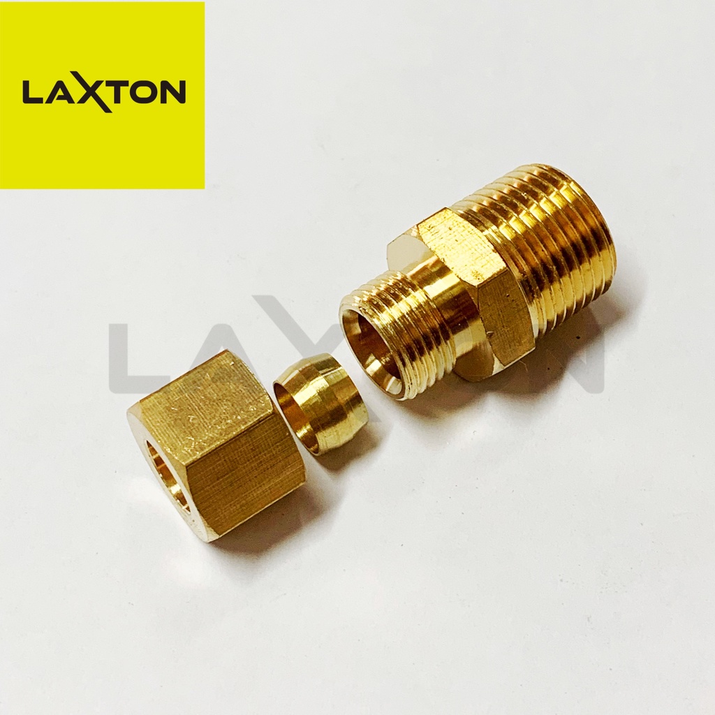 Compression Fitting Nepel Sambungan Selang Tembaga Male Coup 3/8