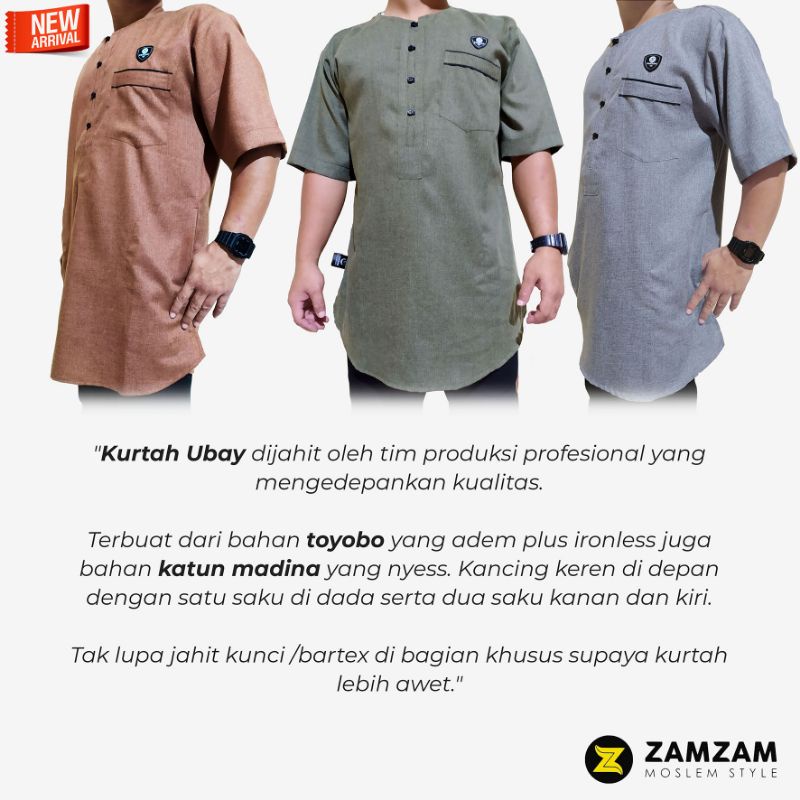 Kurtah Ubay Kurta Dewasa katun Madina lengan pendek