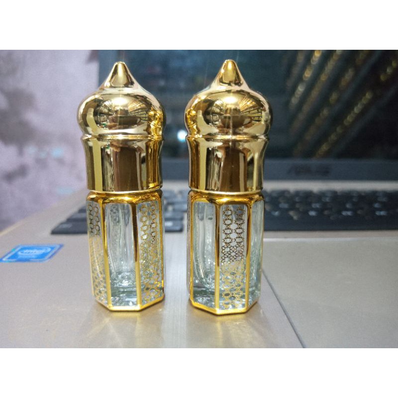 Botol biang parfum antik mewah Arab model kubah masjid 3ml colek print