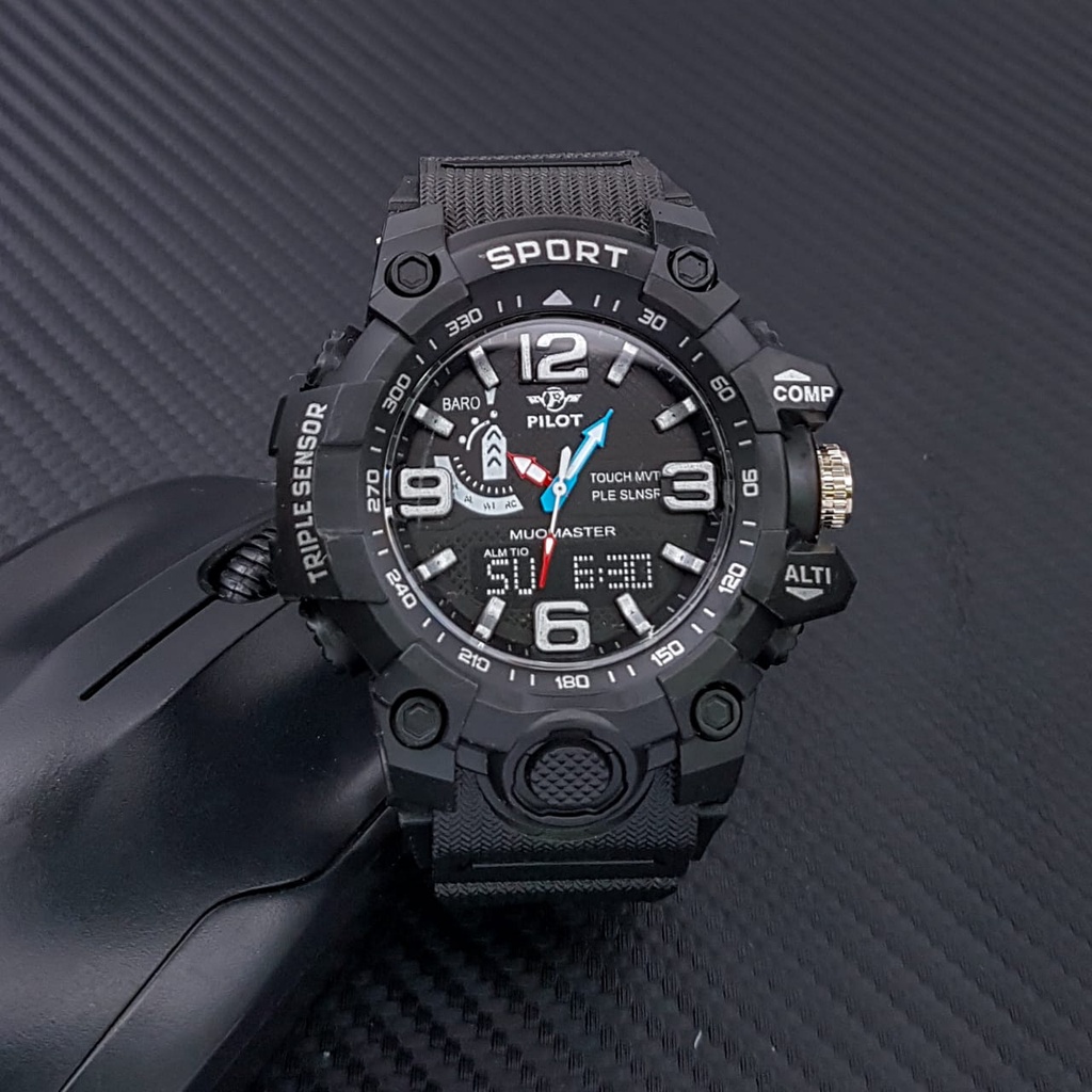 Jam Tangan Pria Pilot Sport Karet Rubber Mewah Fashion Elegan Sporty