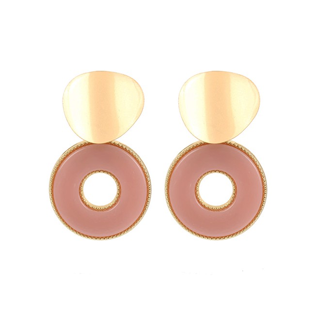 LRC Anting Tusuk Fashion Circle Acrylic Earrings F5336X