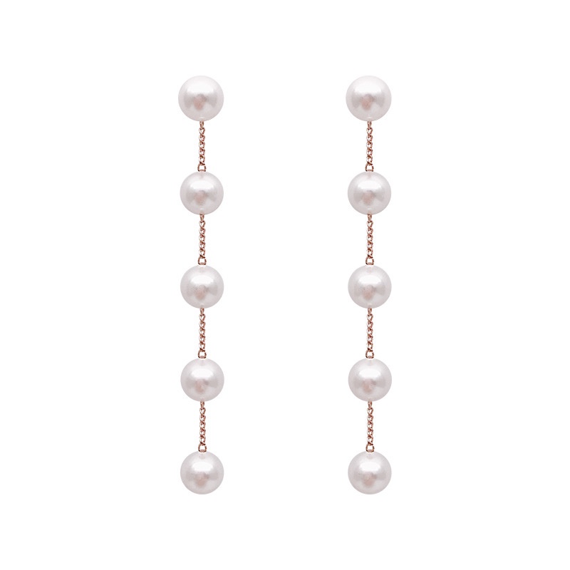 Korean Style Solid Color Imitation Pearl Tassel Metal S925 Silver Needle Women Earrings