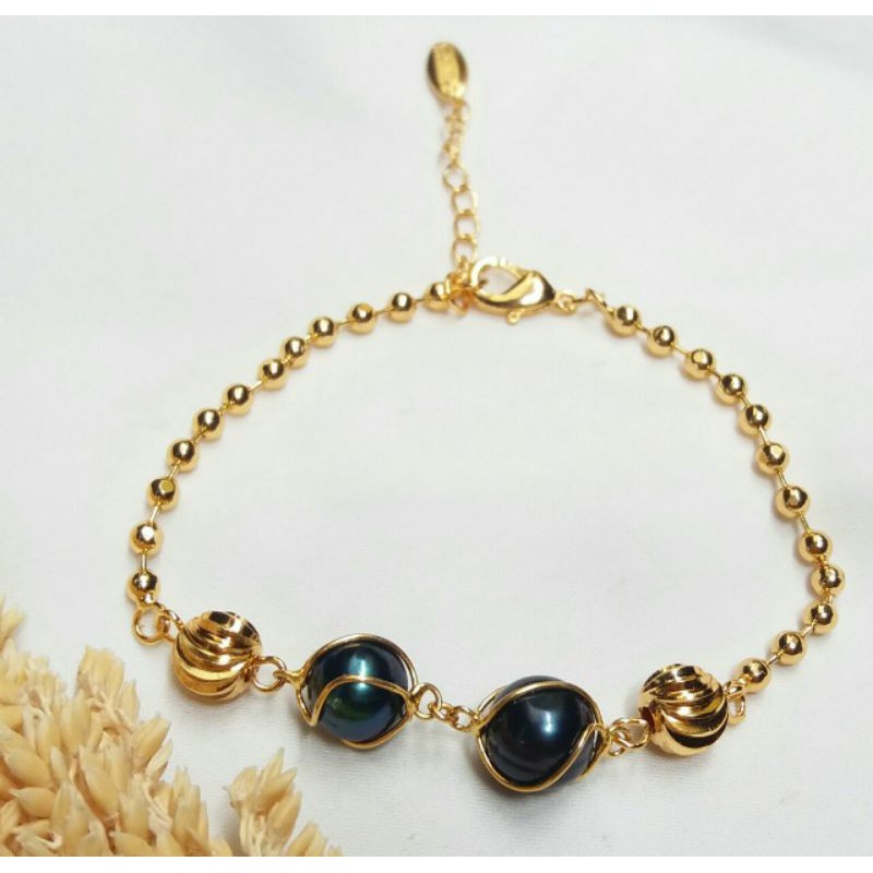 Gelang Mutiara  Air Tawar | Gelang Rhodium  mutiara air tawar | Mutiara Hitam