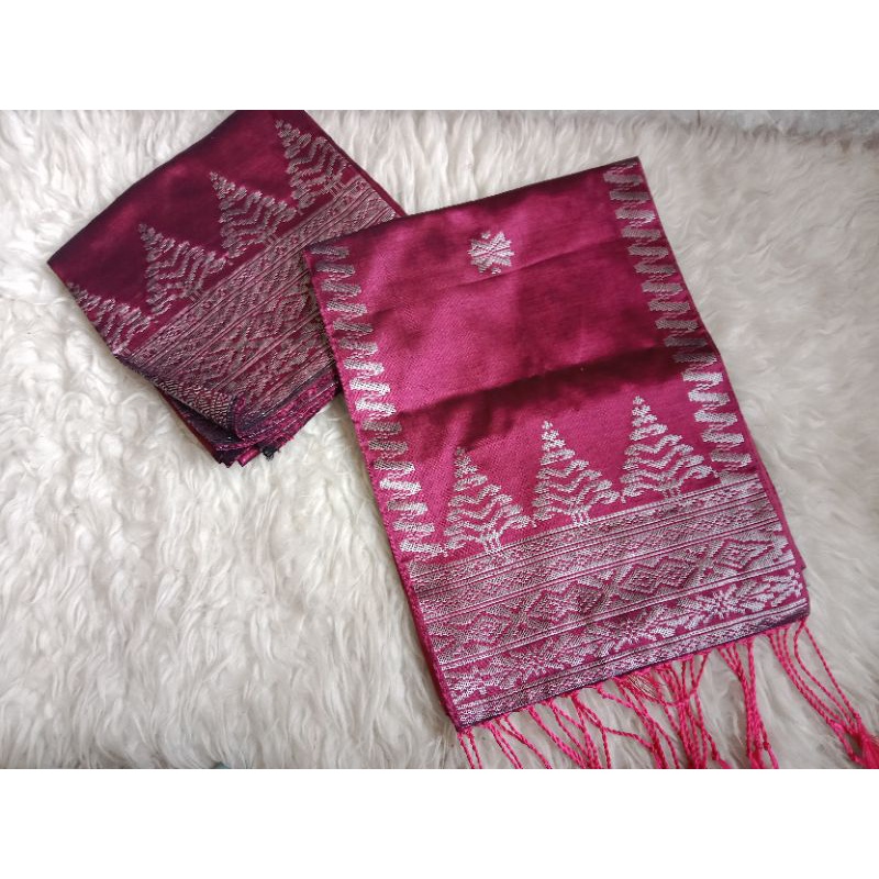 songket silungkang warna pink silver
