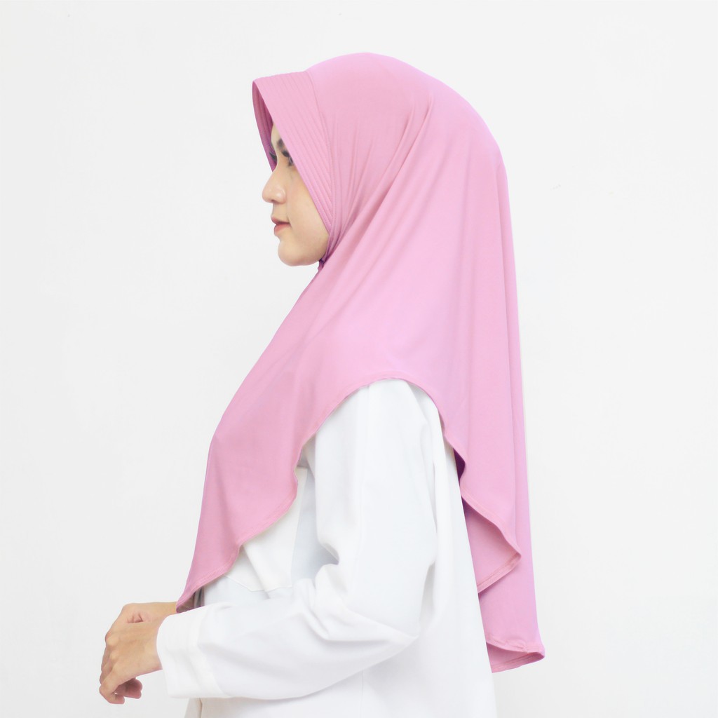 SHA - Jilbab Instan Khimar Jersey Pinguin Premium-Dusty Pink