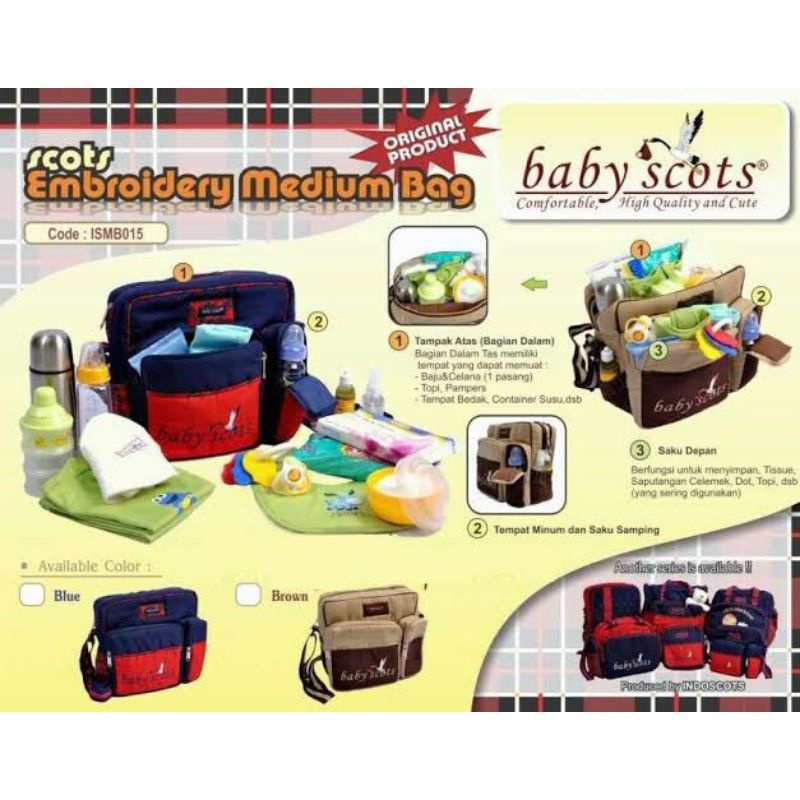 Baby scots _ Tas bayi Medium / Diaper bag medium size / Tas perlengkapan bayi traveling / Tas bayi