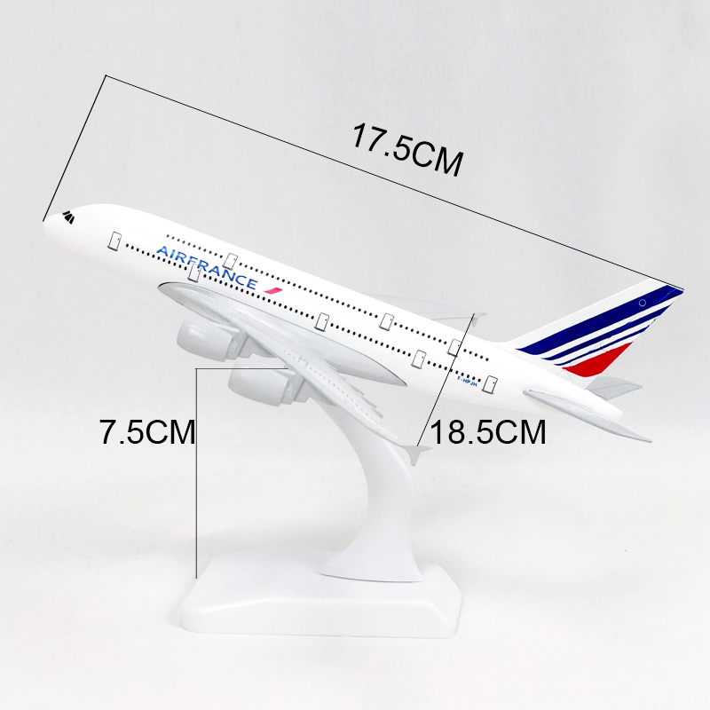 Air France A380 Model Pesawat Terbang Airbus 380 Bahan Alloy Diecast 20CM Dengan Display Stand