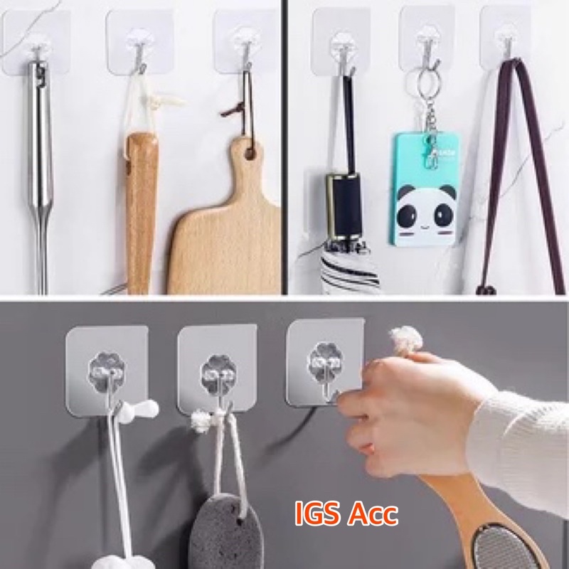 Gantungan Tempel Hook Ajaib Gantungan Kait Magic Serbaguna Kamar Mandi Dapur / Hanger Dinding Transparan