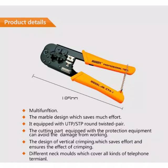 Tang Crimping Tool LAN Network Cable 6P / 8P - JM-CT4-1 Origin