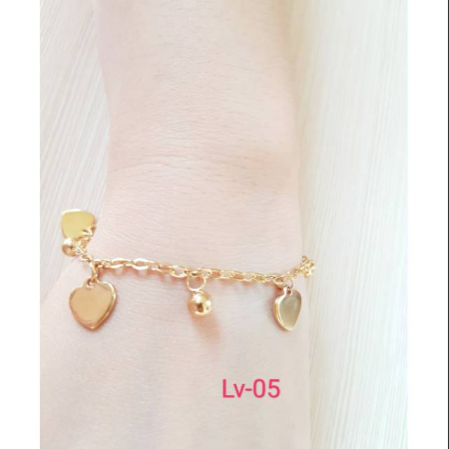 SET Gelang Tangan &amp; Gelang Kaki Love  TITANIUM gold Import Antikarat