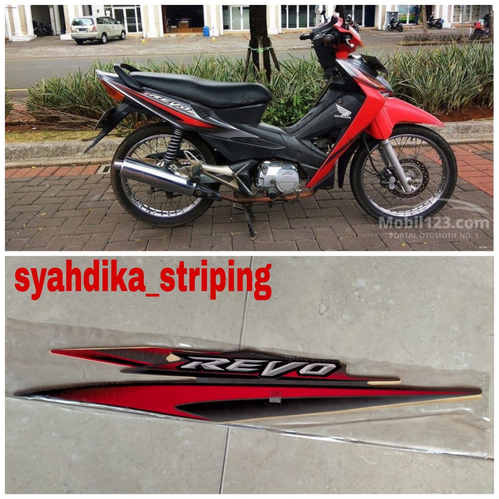 STIKER STRIPING LIS BODY MOTOR HONDA REVO TAHUN 2007 VELG RUJI MERAH SILVER