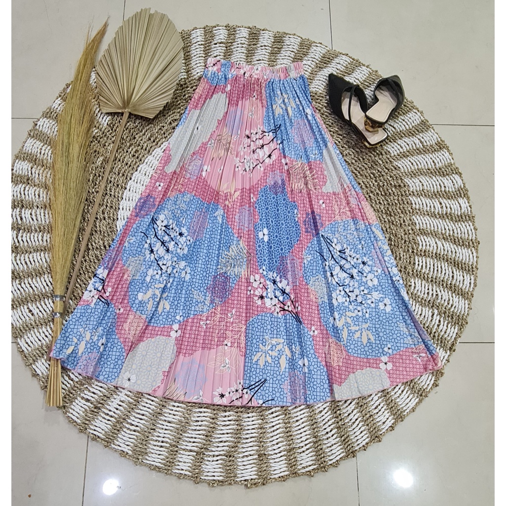 GS- ROK PLISKET PANJANG BUNGA SAKURA/ROK PLISKET MUSLIM/ROK PLISKET MAYUNG/ROK WANITA/MAXY SKIRT