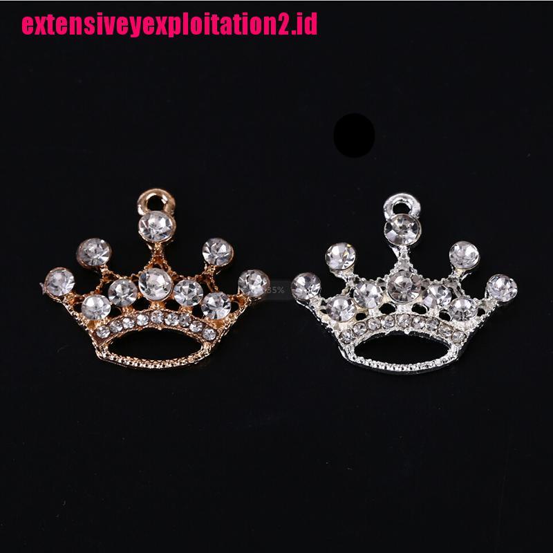 10pcs / set Liontin Mahkota Kristal Bahan Alloy Untuk Membuat Perhiasan