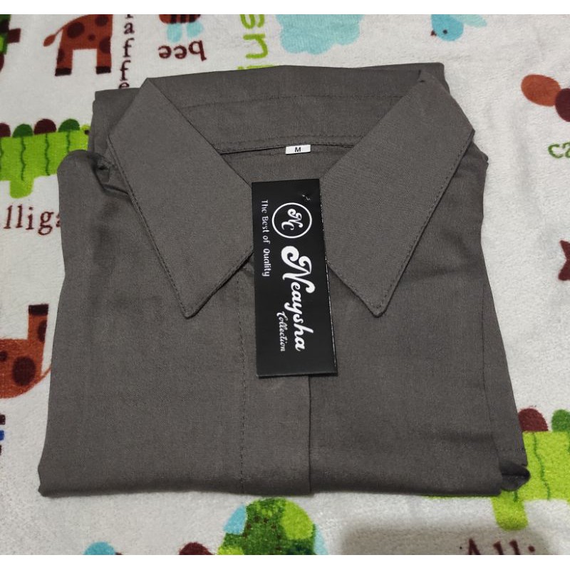Kemeja wanita polos basic lengan panjang bahan katun rayon-Abutua