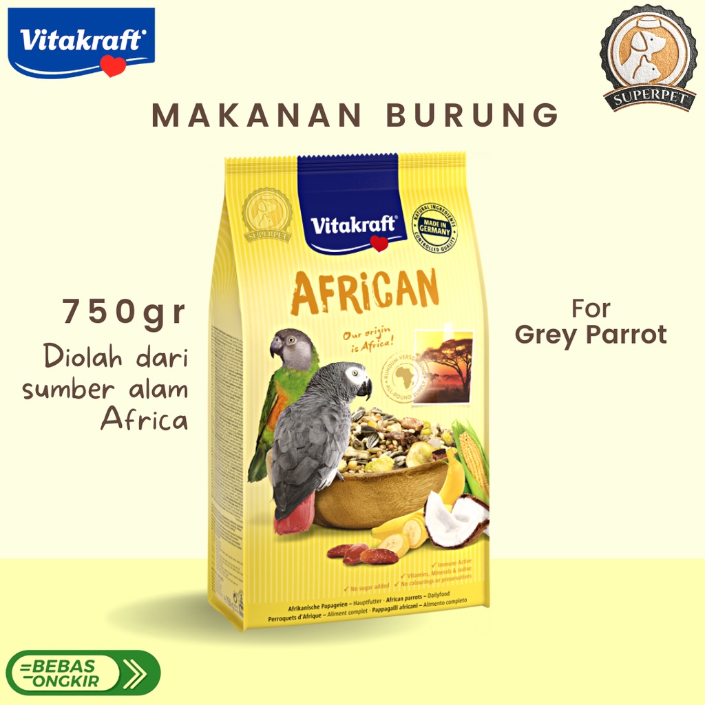 Vitakraft African 750 gr. Makanan Burung Grey Parrot
