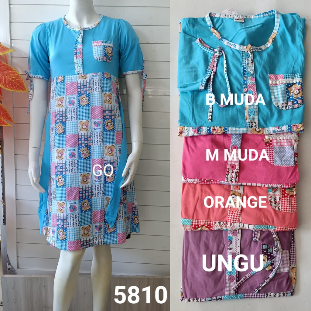 gos DK-PDK DASTER AMRO KLOK Pakaian Wanita Casual Baju Busui Baju Motif Berkancing Lengan Pendek