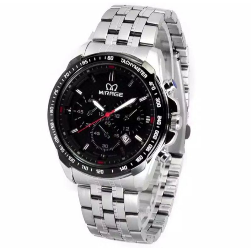 jam tangan pria;MIRAGE M8535BRP-Lsilver~ORIGINAL WATER RESISTANT~TGL~STAINLEES