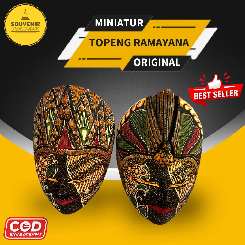 Pajangan Hiasan Gantung Topeng Rama Sinta Kayu Ukir Aesthetic Pajangan Rak Dinding Unik Dekorasi Rum