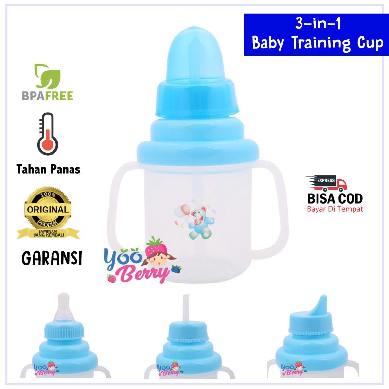 YooBerry Mart Training Cup Multifungsi 3 in 1 Gelas Minum Ninio Bayi Spout Straw Nursing Cup Tahan Panas Berry Mart