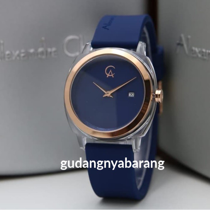 JAM TANGAN WANITA - CEWEK - WOMAN ALEXANDRE CHRISTIE AC 2763 BLUE BIRU ROSE GOLD ORIGINAL CANTIK